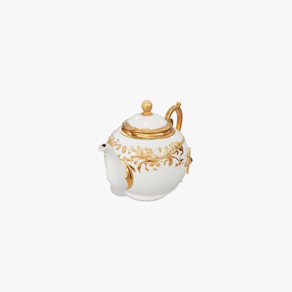 Ornate Teapot Traditional Motifs Ceramic Metal Model Pack